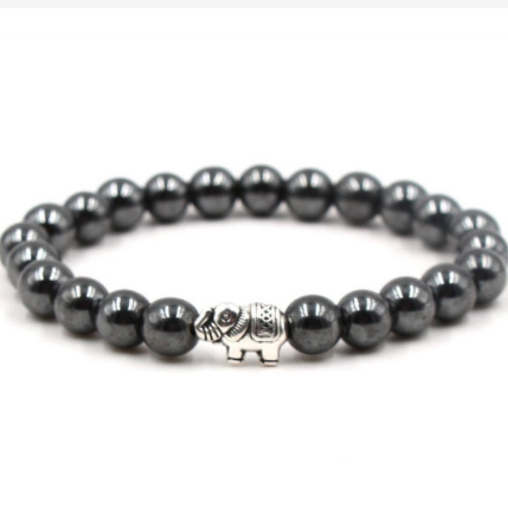 Elephant Bracelet,Magnetic Hematite Bracelet,Elephant Magnetic Bracelet,8mm Bead